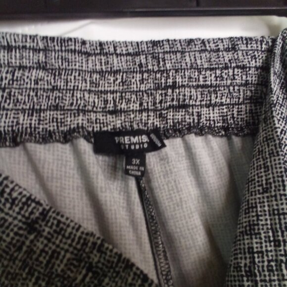 Premise Pants 3X Pull On Elastic Wide Leg Soft Stretch Pattern Black White - Picture 9 of 14